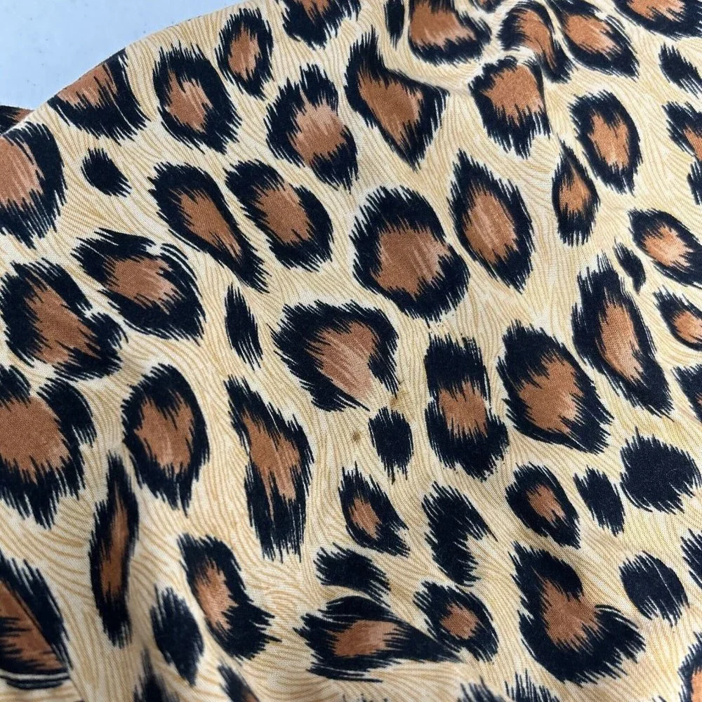 VTG Periwinkle Cheetah Print Shoulder Pad Open Front Long Sleeve Cardigan USA 18